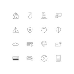 Cyber Security linear thin icons set. Outlined simple vector icons