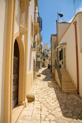 Narrow streets of the old town in Otranto, Small typical alleys, Italy, Puglia