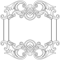 Vintage border frame engraving with retro ornament pattern in antique baroque style decorative design. Vector