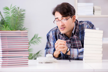 Writer presenting his books to public