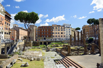 Naklejka na ściany i meble Largo di Torre Argentina. Ancient ruins in Rome, Italy