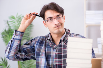 Writer presenting his books to public
