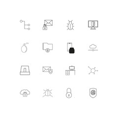 Internet Security linear thin icons set. Outlined simple vector icons