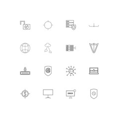 Internet Security linear thin icons set. Outlined simple vector icons