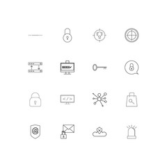 Internet Security linear thin icons set. Outlined simple vector icons