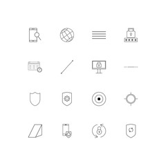 Internet Security linear thin icons set. Outlined simple vector icons