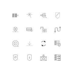 Internet Security linear thin icons set. Outlined simple vector icons