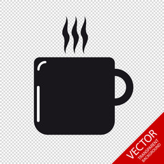 Hot Cup Of Coffee Flat Icon - Isolated On Transparent Background
