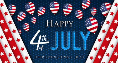 Fototapeta premium Happy 4th of July Independence Day greeting card. Happy independence day of America vector design.