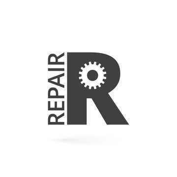 Repair logo with letter R on white background