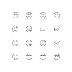Emoticons linear thin icons set. Outlined simple vector icons