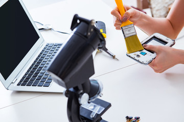 Mobile phone repair in workshop