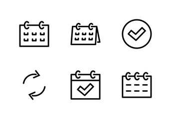 Set calendar Line icon stock vector illustration. Editable Stroke. 100x100 Pixel Perfect