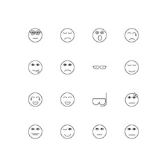 Emoticons linear thin icons set. Outlined simple vector icons