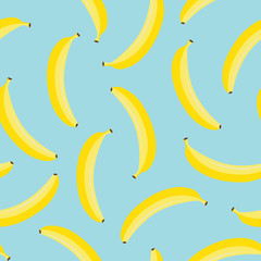 Obraz na płótnie Canvas yellow pastel banana on blue background seamless pattern vector
