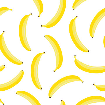 yellow pastel banana on white background seamless pattern vector