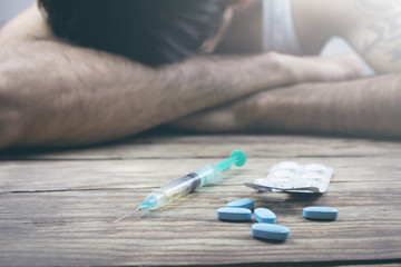 Concept for drug addiction and despair