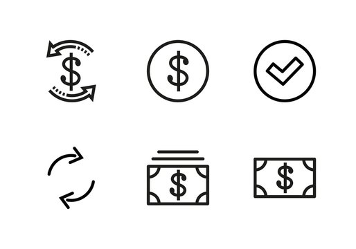 Set money dollar Line icon stock vector illustration. Editable Stroke. 100x100 Pixel Perfect