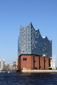 HAMBURG, GERMANY - MAY 5, 2018: Elbe Philharmonic Hall Elbphilharmonie and part of HafenCity district