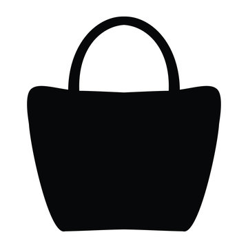 A black and white silhouette of a handbag