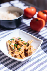 Chicken meat in sauce