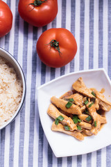 Chicken meat in sauce