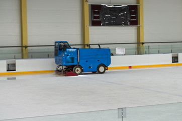 Zamboni prepares the ice at the indoor ice arena