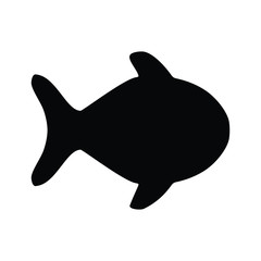 A black and white silhouette of a fish