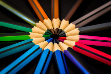 Colorful pencils circle