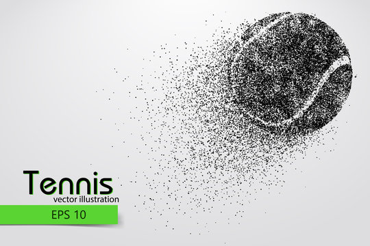Silhouette of a tennis ball from particles.