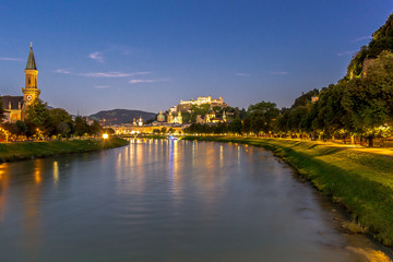 Fototapeta na wymiar Salzburg by night, Austria