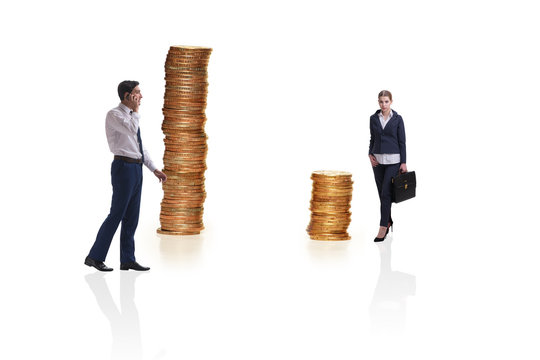 Concept of inequal pay and gender gap between man woman