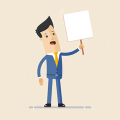 Business man holding tablet with text. Be smart and free blank space for your text