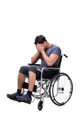 Obraz na płótnie Canvas Man on wheelchair isolated on white background