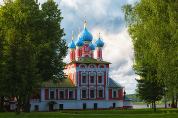 Russia. Church of St. Dmitry on the Blood in Uglich. Uglich City and the Volga River.