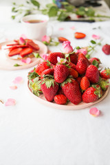 plate with strawberries on the table