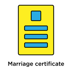 Marriage certificate icon vector sign and symbol isolated on white background