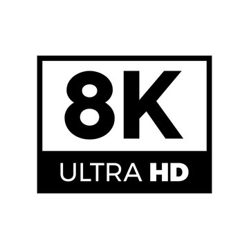 8K Ultra HD symbol, High definition 8K resolution mark, UHD - 4320p