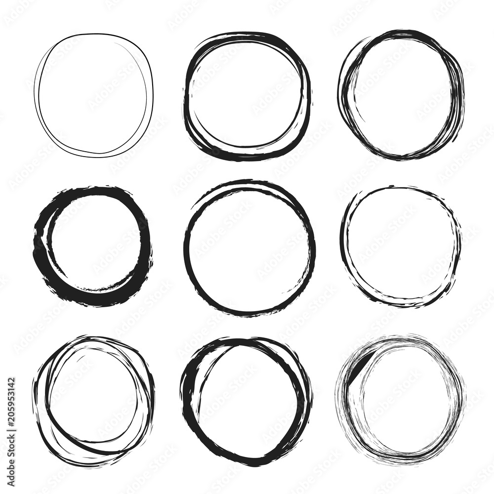 Wall mural scribble highlight circles isolate on white background