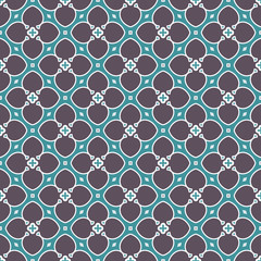 Blue Fabric print. Geometric pattern in repeat. Seamless background, mosaic ornament, ethnic style. 