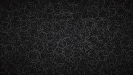 Abstract background of randomly arranged contours of circles in black colors.