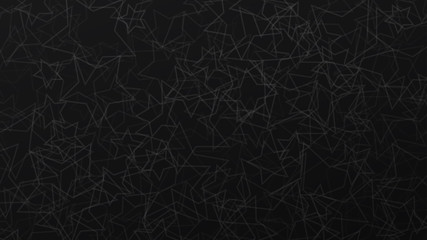 Abstract background of randomly arranged contours of stars in black colors.