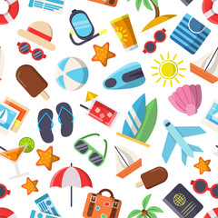 Seamless pattern with pictures of summer symbols