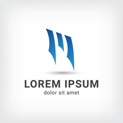 letter m vector logo design template, sharp icon, propeller sign, curve symbol, negative space monogram, vector illustration