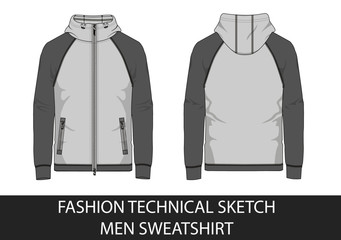 Technical sketch of man hooded sweatshirt in vector graphic © Vlad Bitte