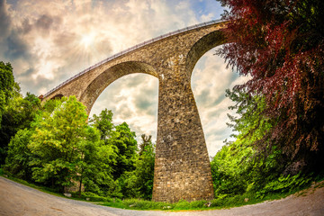 Old railway arch bridge in Germany