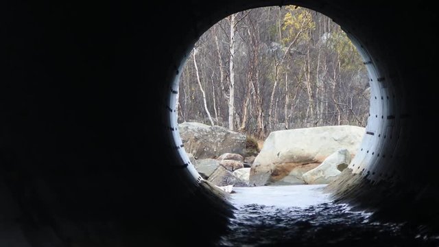 Drainage pipe under the highway culvert