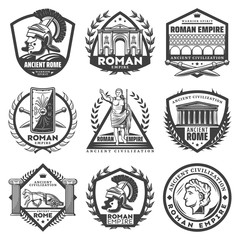 Vintage Monochrome Roman Empire Labels Set