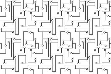 Simple seamless pattern of branching nodes, vector illustration 