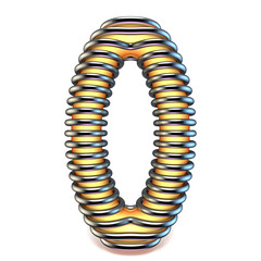 Orange yellow number 0 ZERO in metal cage 3D